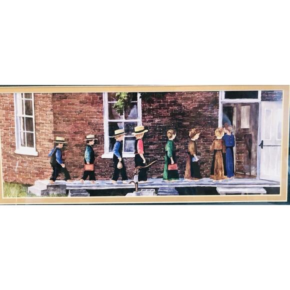 Amish Schoolhouse Professionally Matted & Wood Framed Print Rectangular Picture - Picture 2 of 16